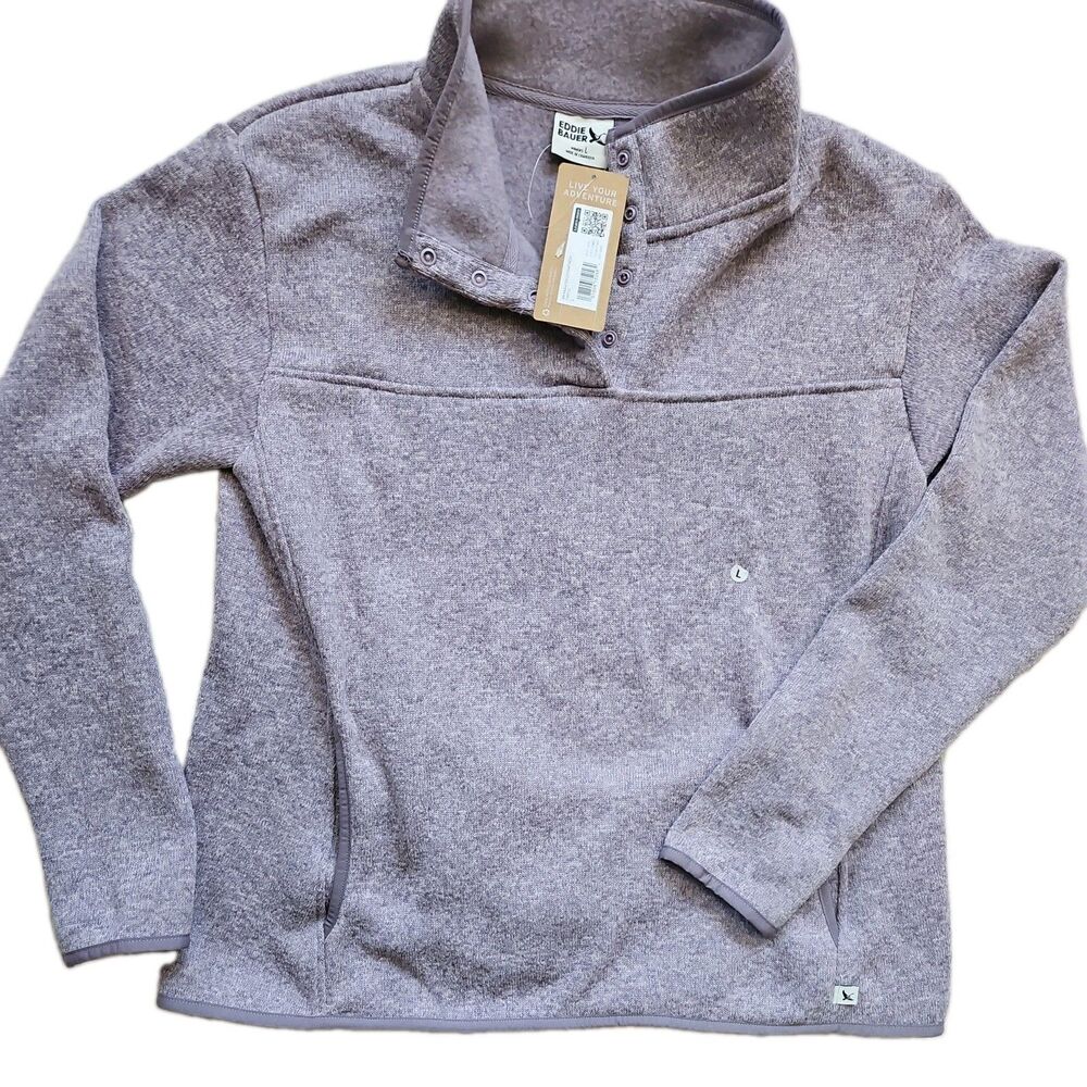 Eddie Bauer Purple Radiator Fleece 2.0 Snap Mock Neck Sweater sz Large Nwt